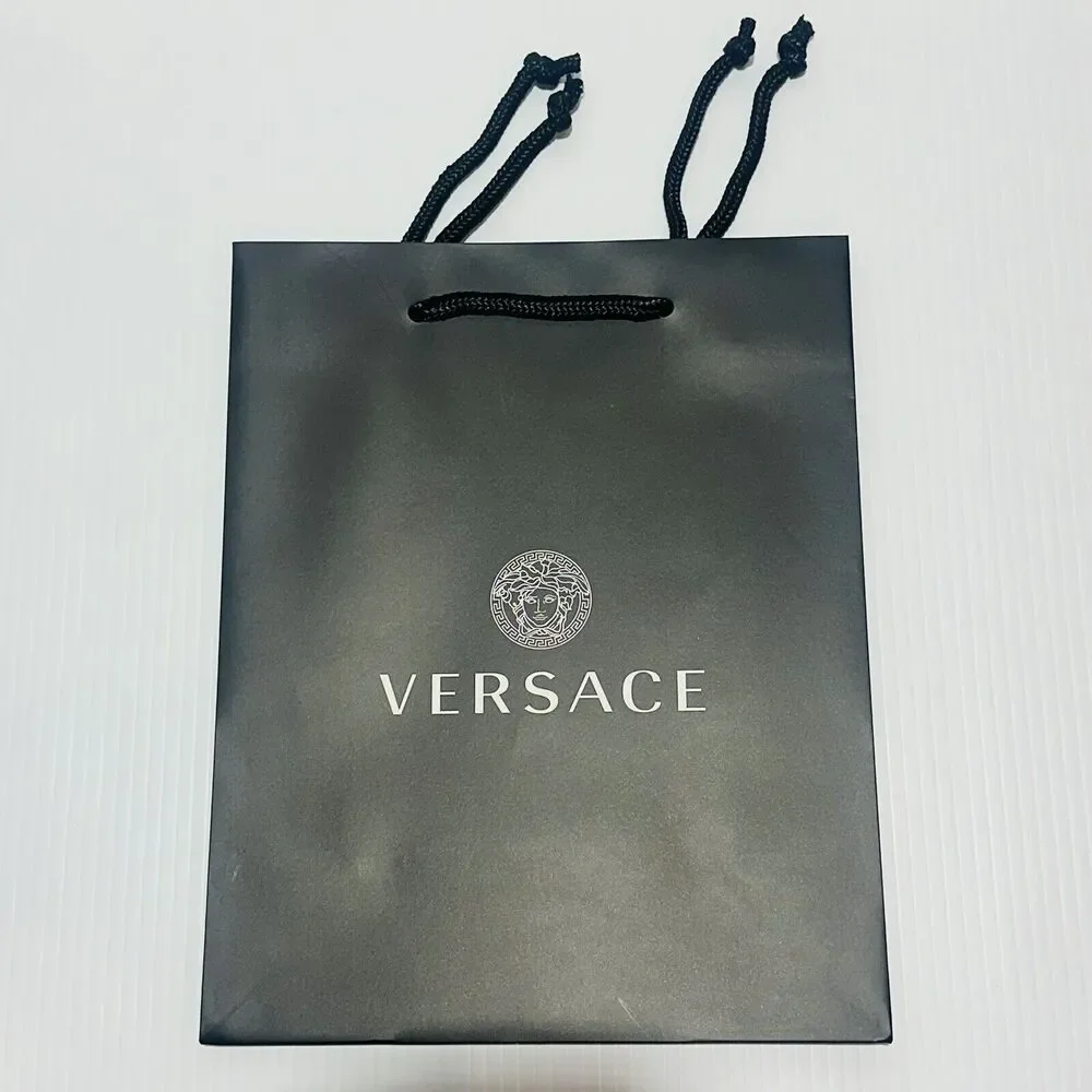 Versace 12”x9.5”x4.25” Authentic Black Shopping Paper Bag Gift Tote Small